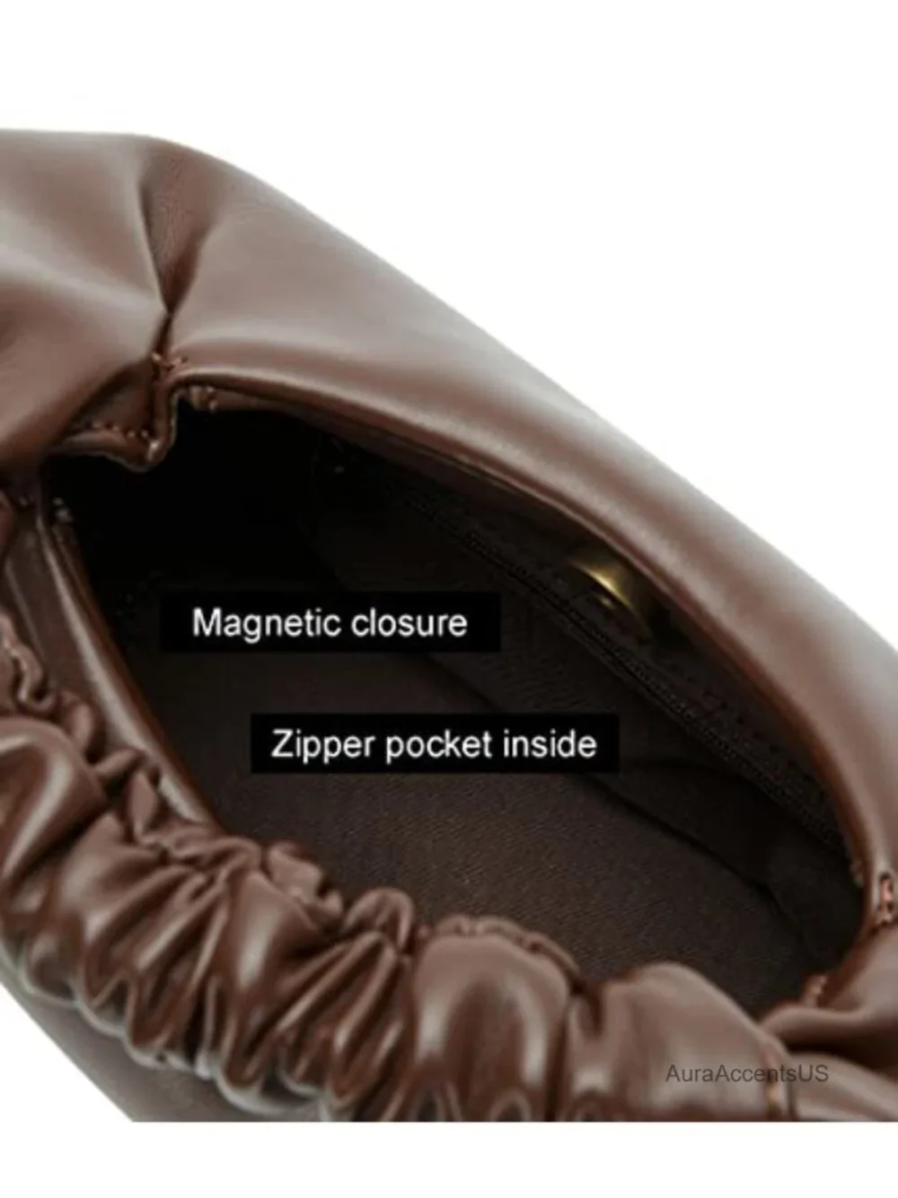 Faux Leather Ruched Hobo Bag for Women with Magnetic Closure
